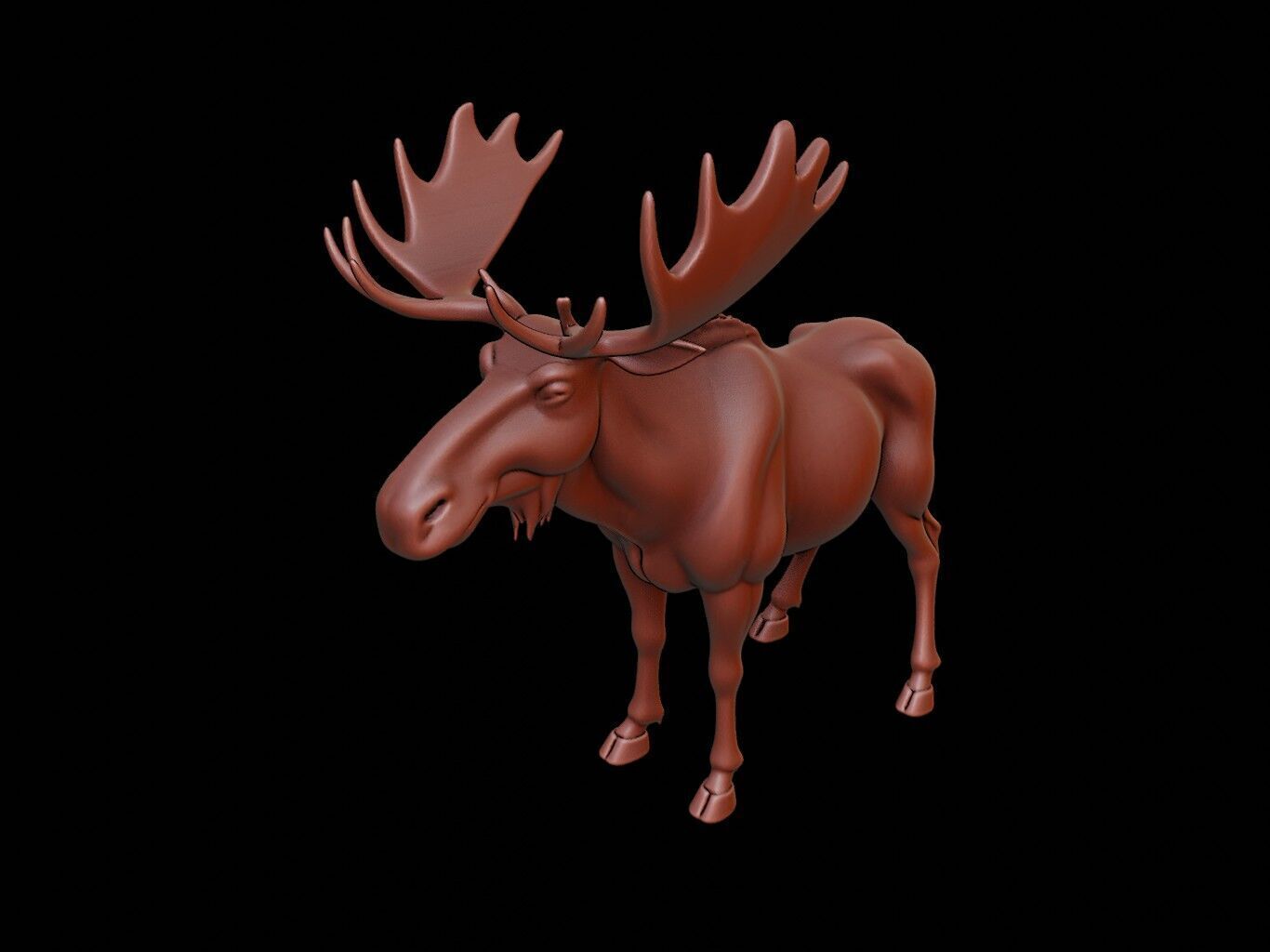 Moose Animal Sculpture 3D print model_1
