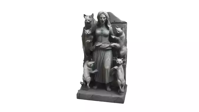 women with cats statue