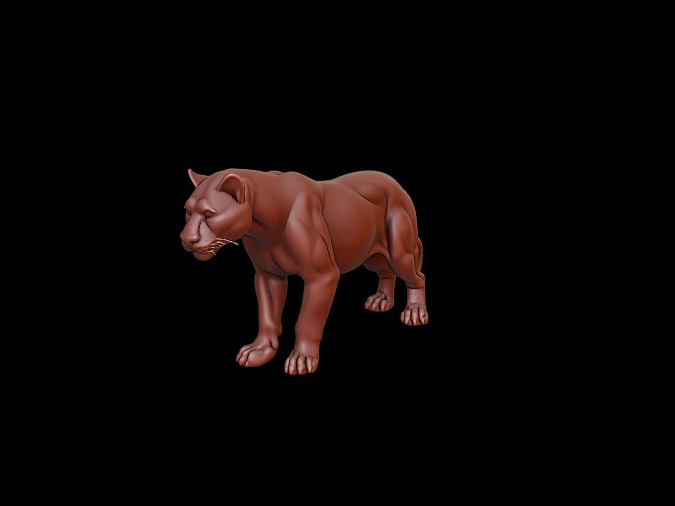Panther Animal Sculpture 3D print model_2