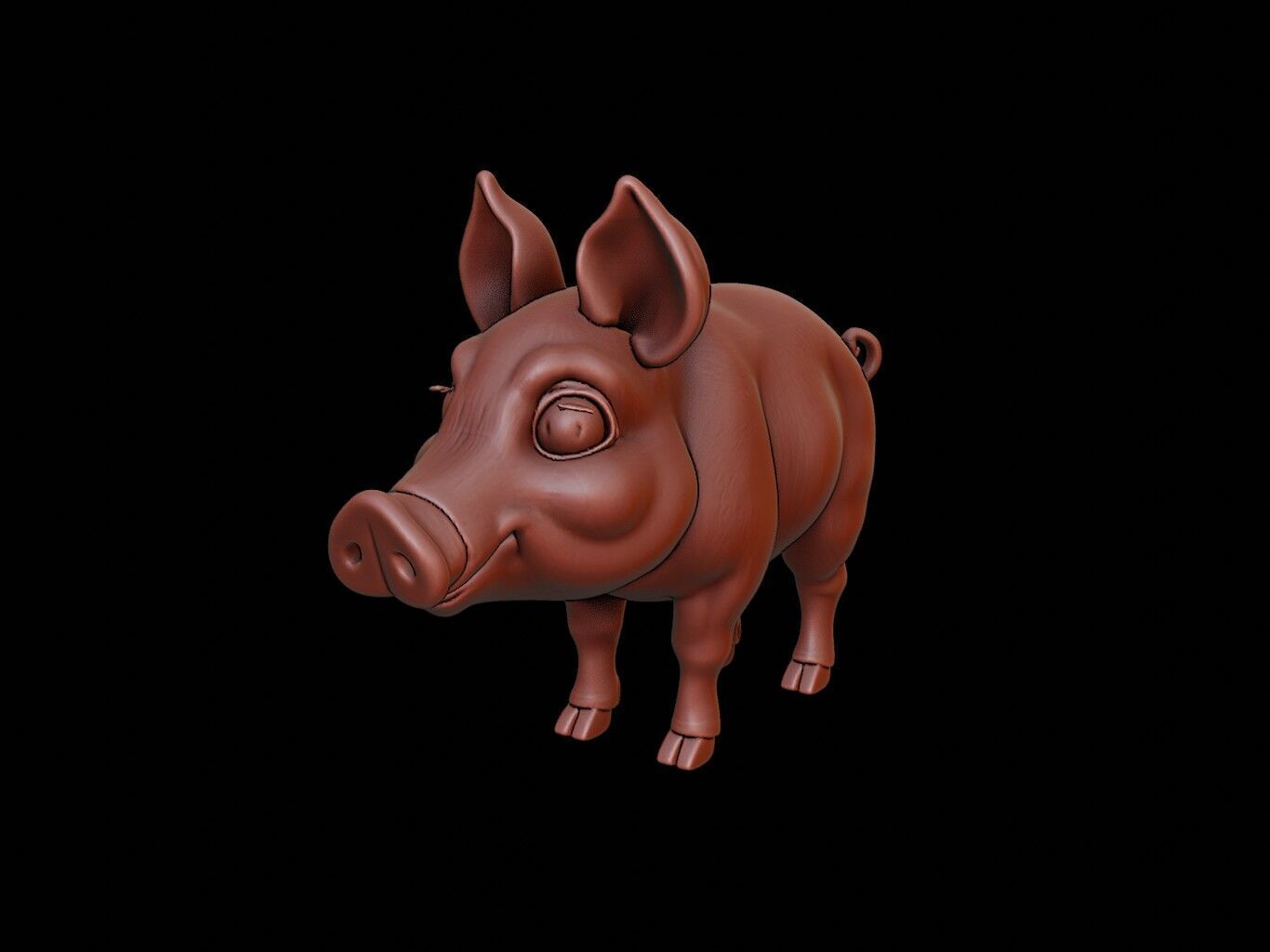 Pig Animal Sculpture 3D print model_2