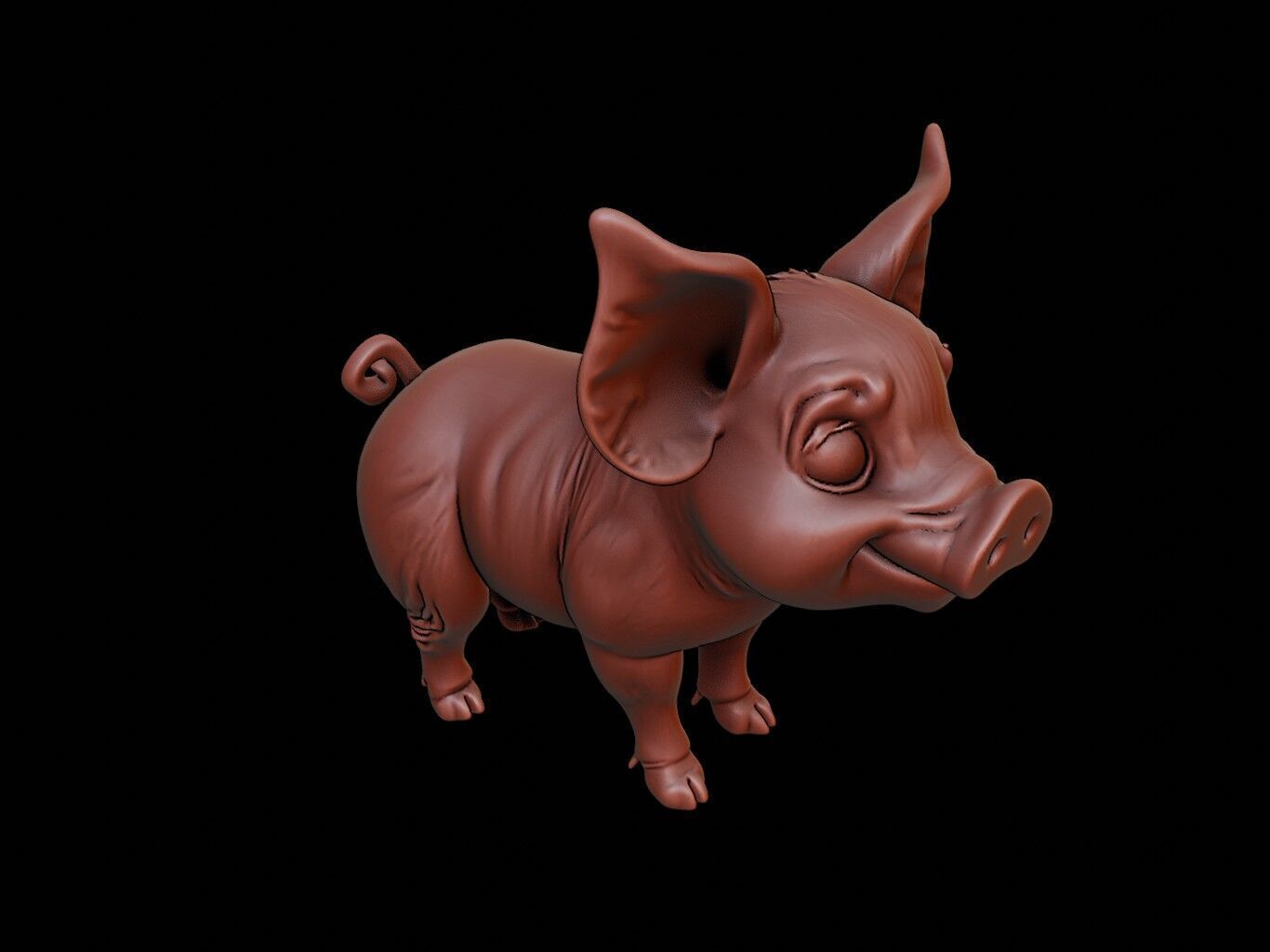 Pig Animal Sculpture 3D print model_1