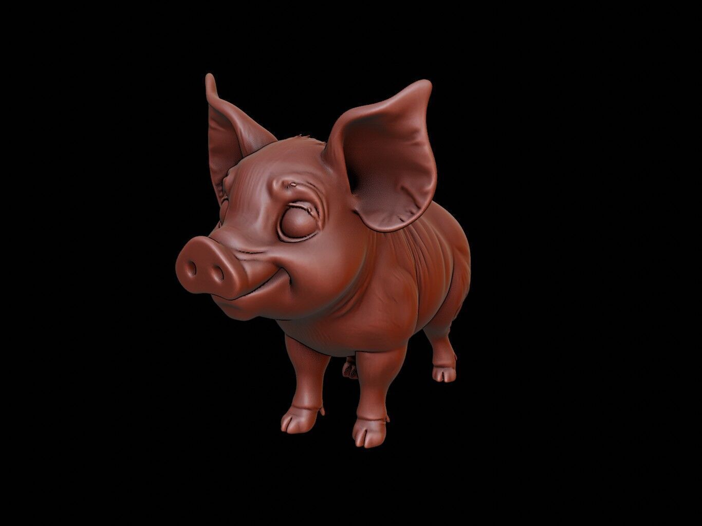 Pig Animal Sculpture 3D print model_2