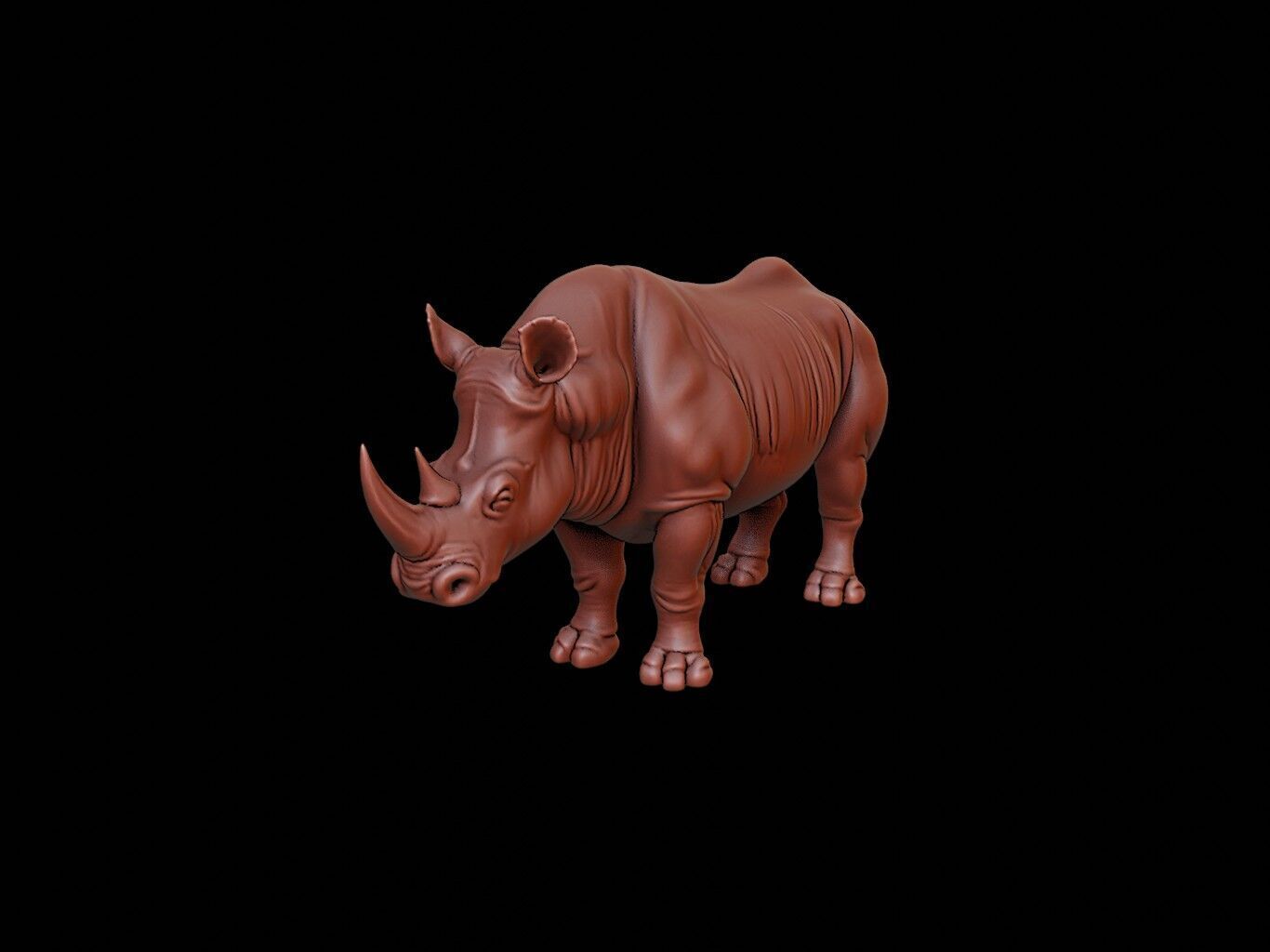 Rhinoceros Animal Sculpture 3D print model_2