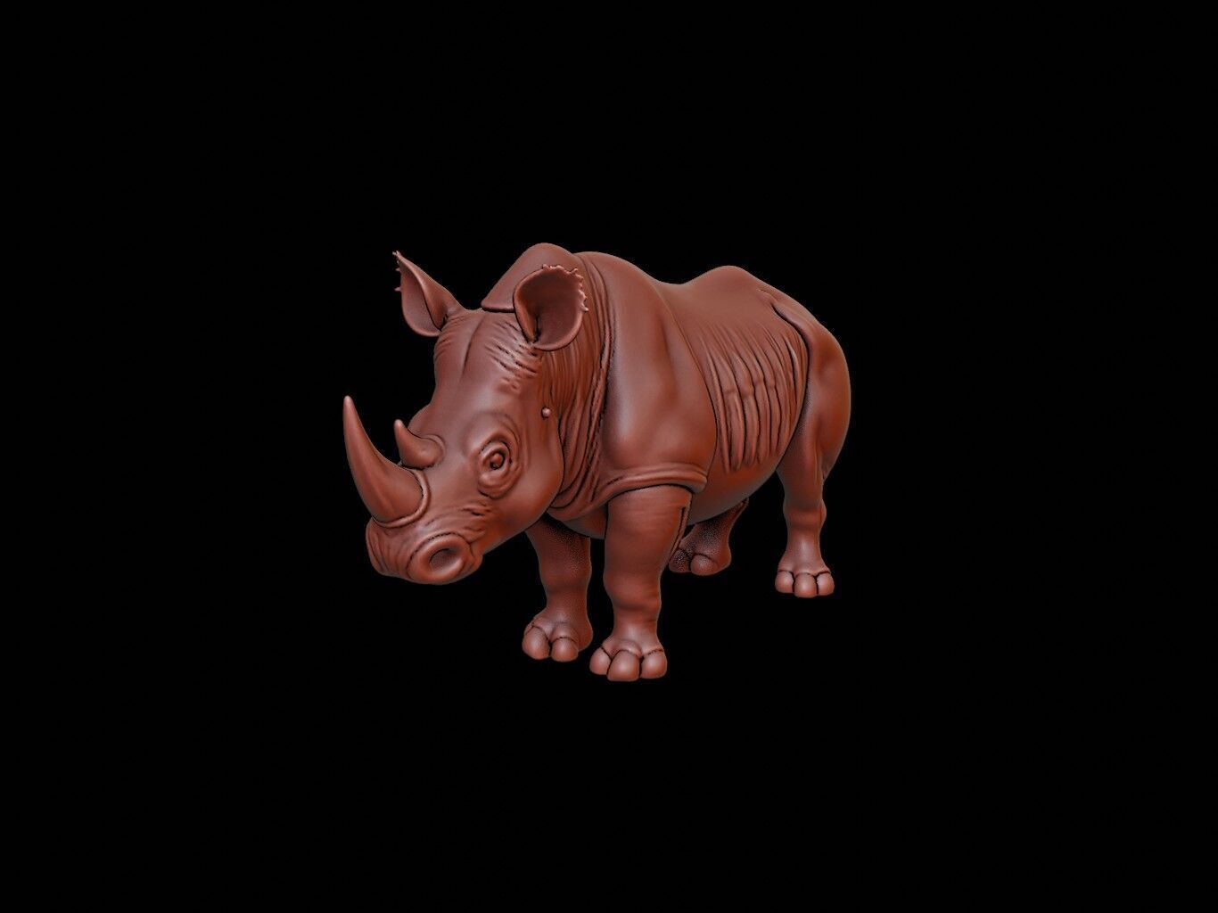 Rhinoceros Animal Sculpture 3D print model_2