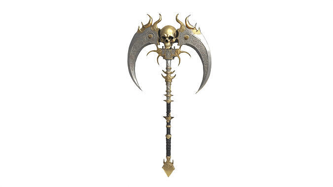 vintage skull axe 02 Low-poly 3D model