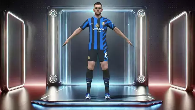 3D Rigged Stefan de Vrij Inter Milan 2025 Low-poly 3D model