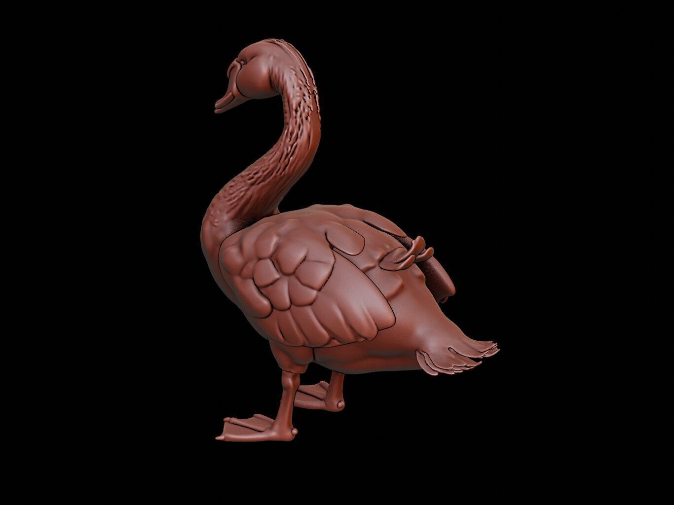 Swan Animal Sculpture 3D print model_2