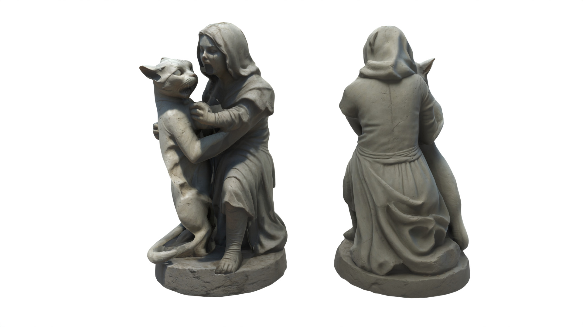 women holding cat 03 Low-poly 3D model_3