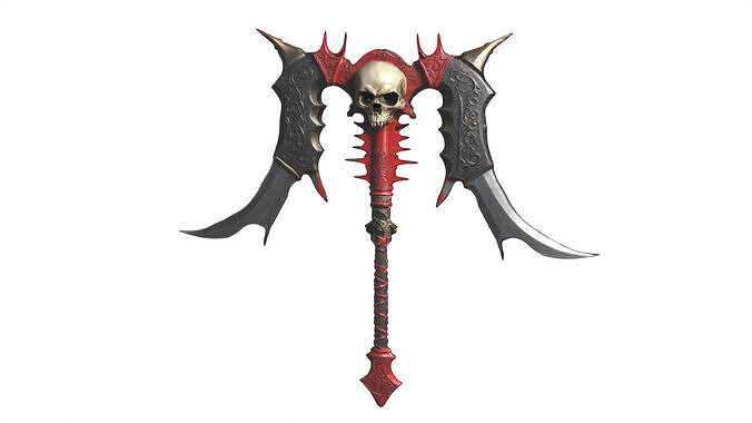 vintage skull axe 04 Low-poly 3D model