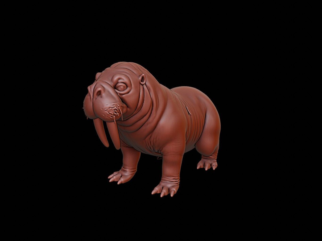 Walrus Animal Sculpture 3D print model_2