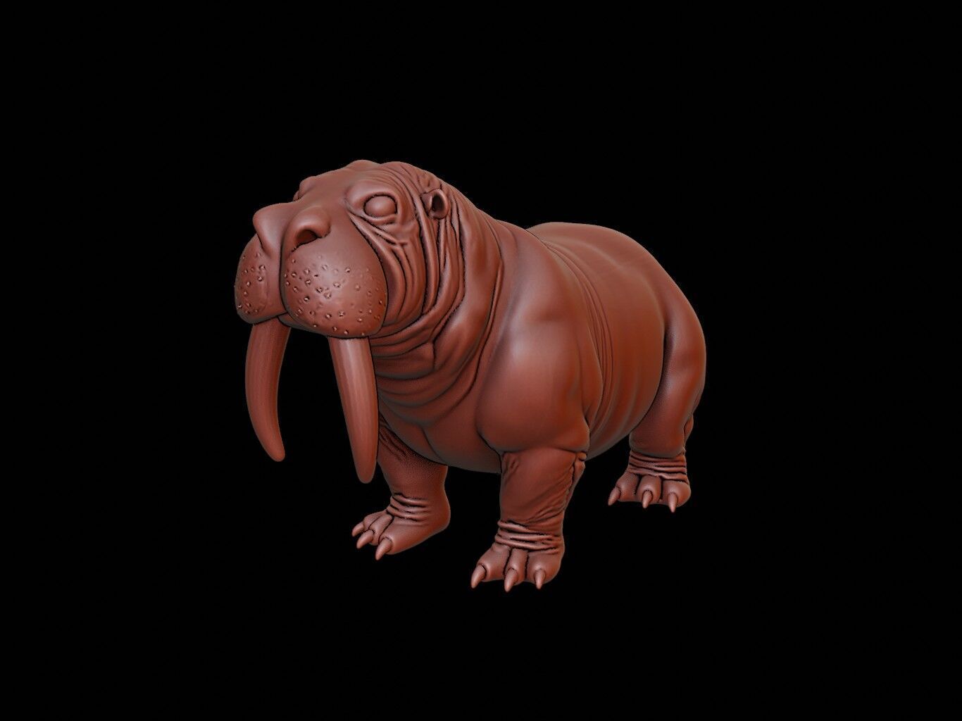 Walrus Animal Sculpture 3D print model_2
