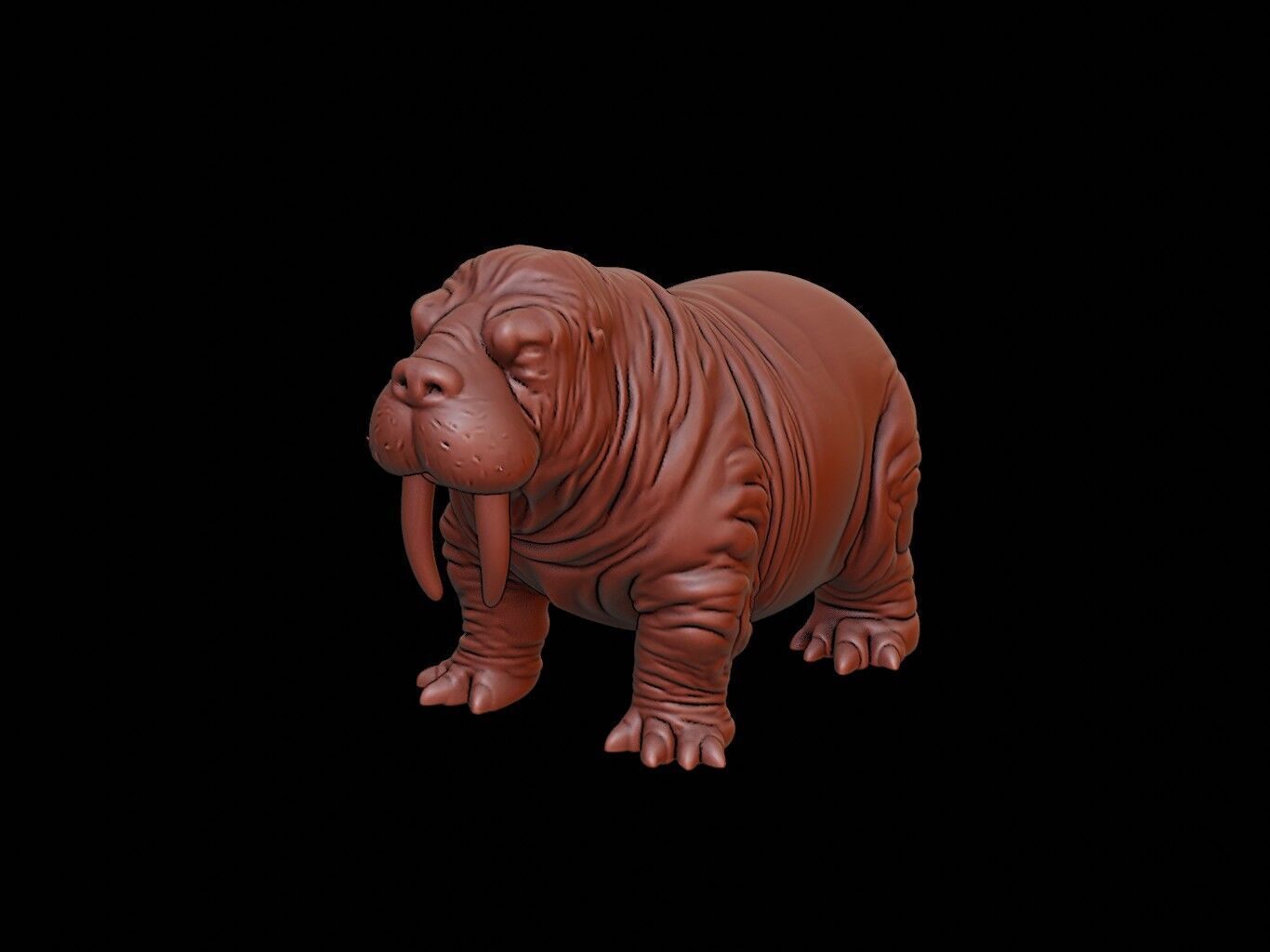 Walrus Animal Sculpture 3D print model_2