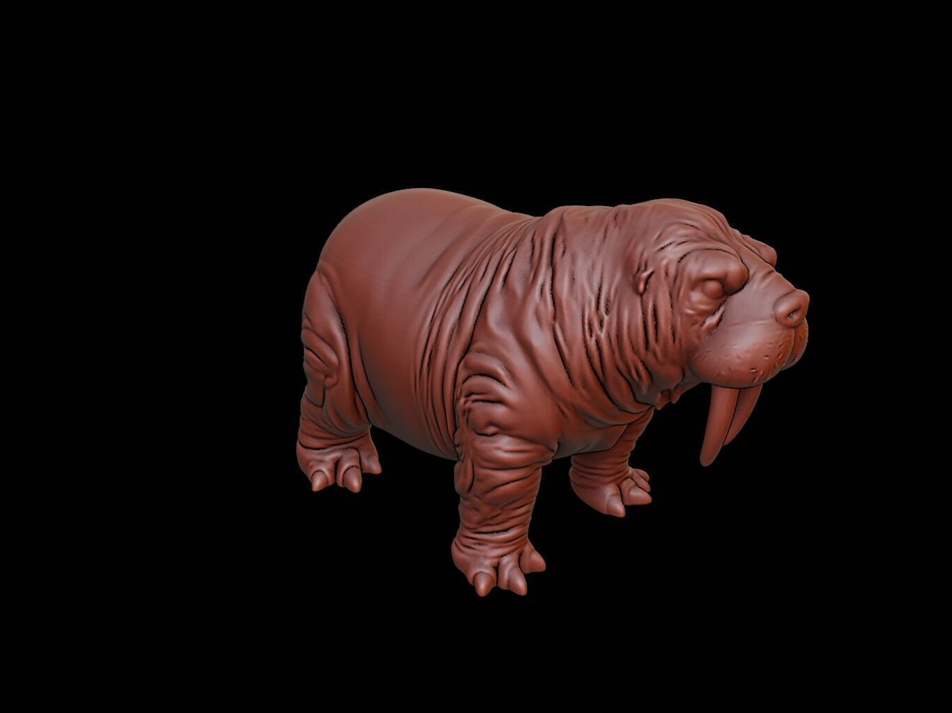 Walrus Animal Sculpture 3D print model_1