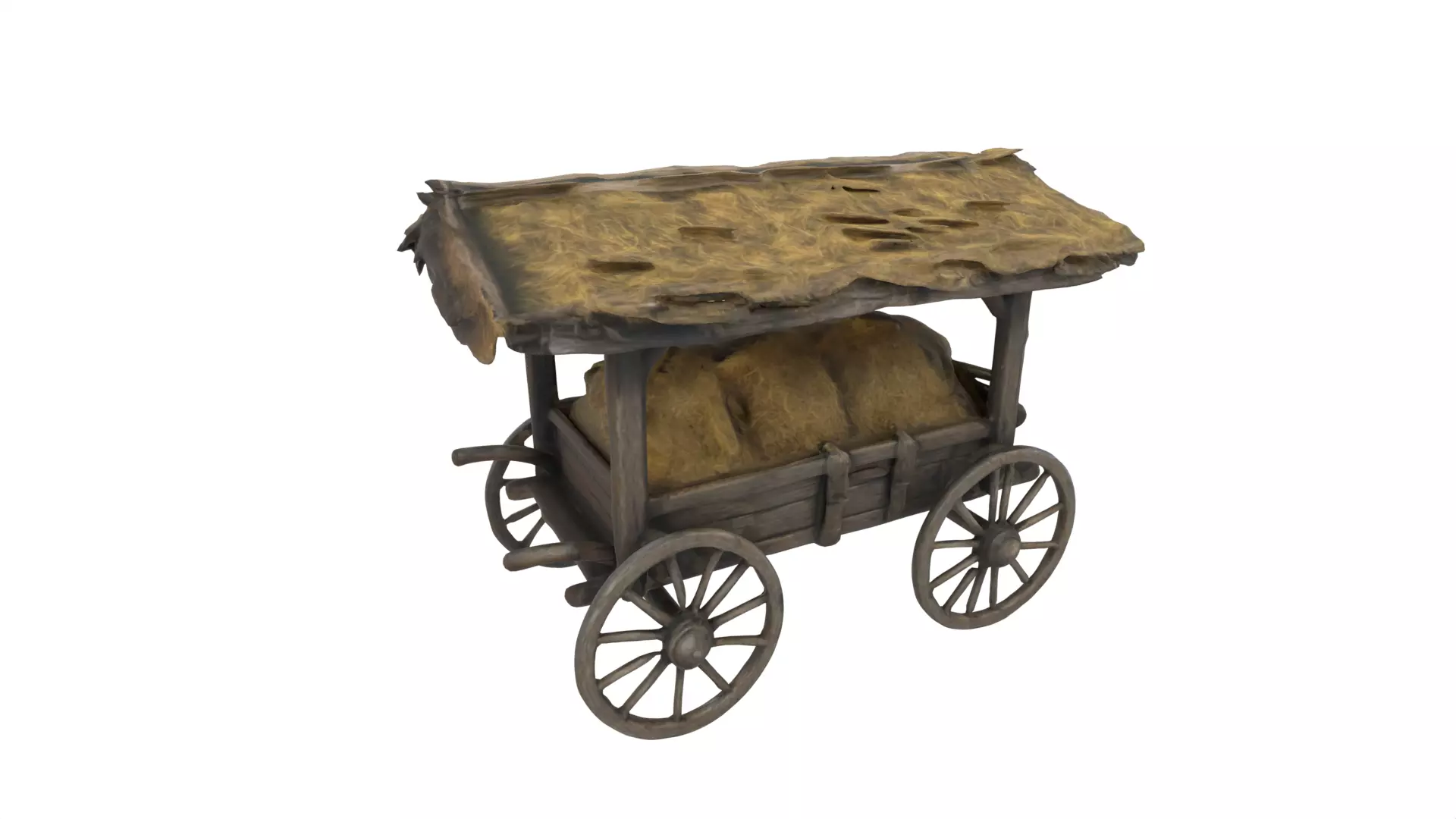 medieval cart 02 Low-poly 3D model_0