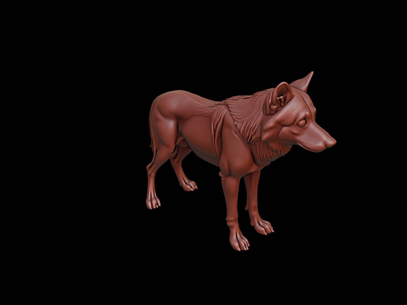 Wolf Animal Sculpture 3D print model_1