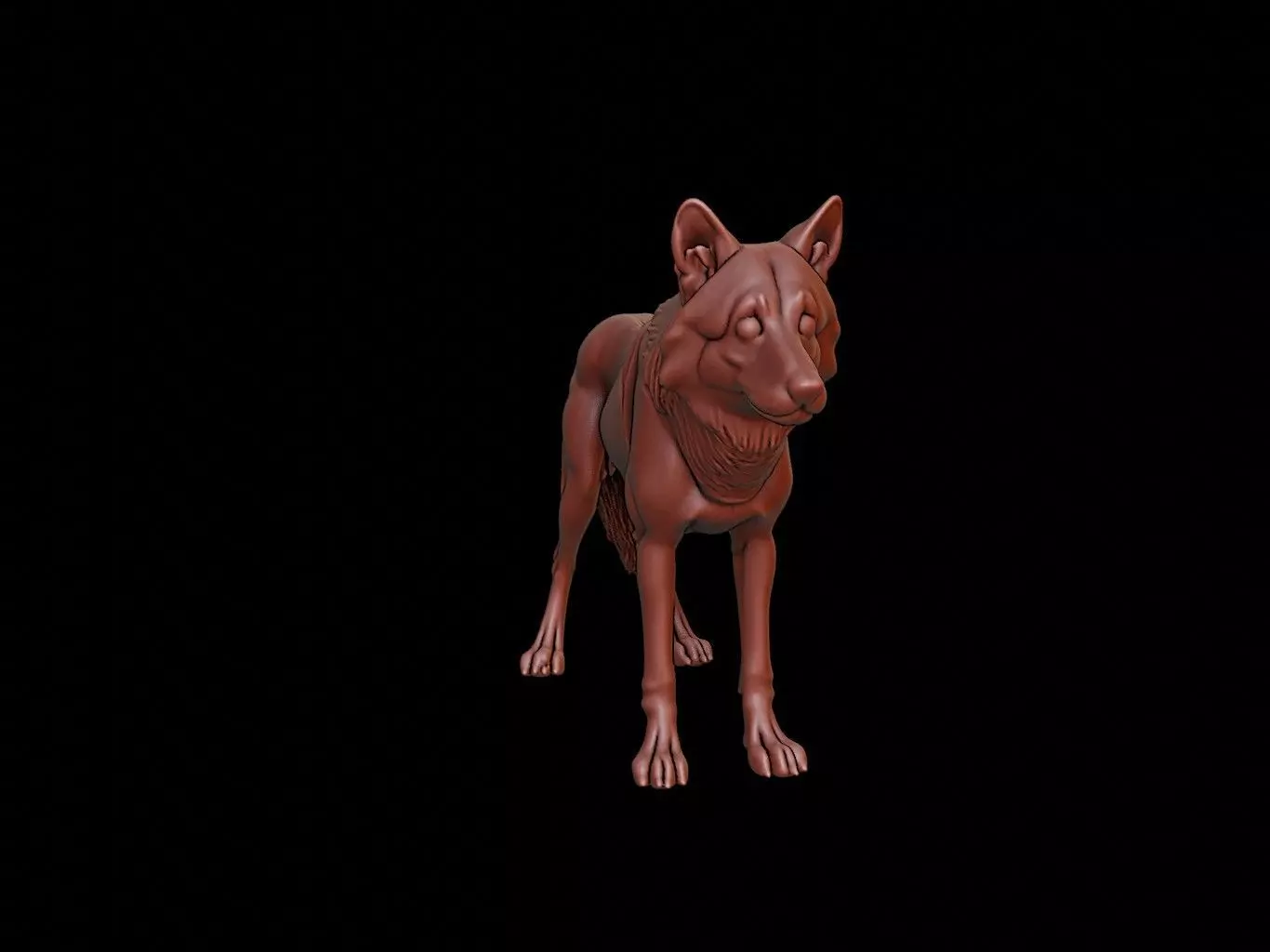 Wolf Animal Sculpture 3D print model_0