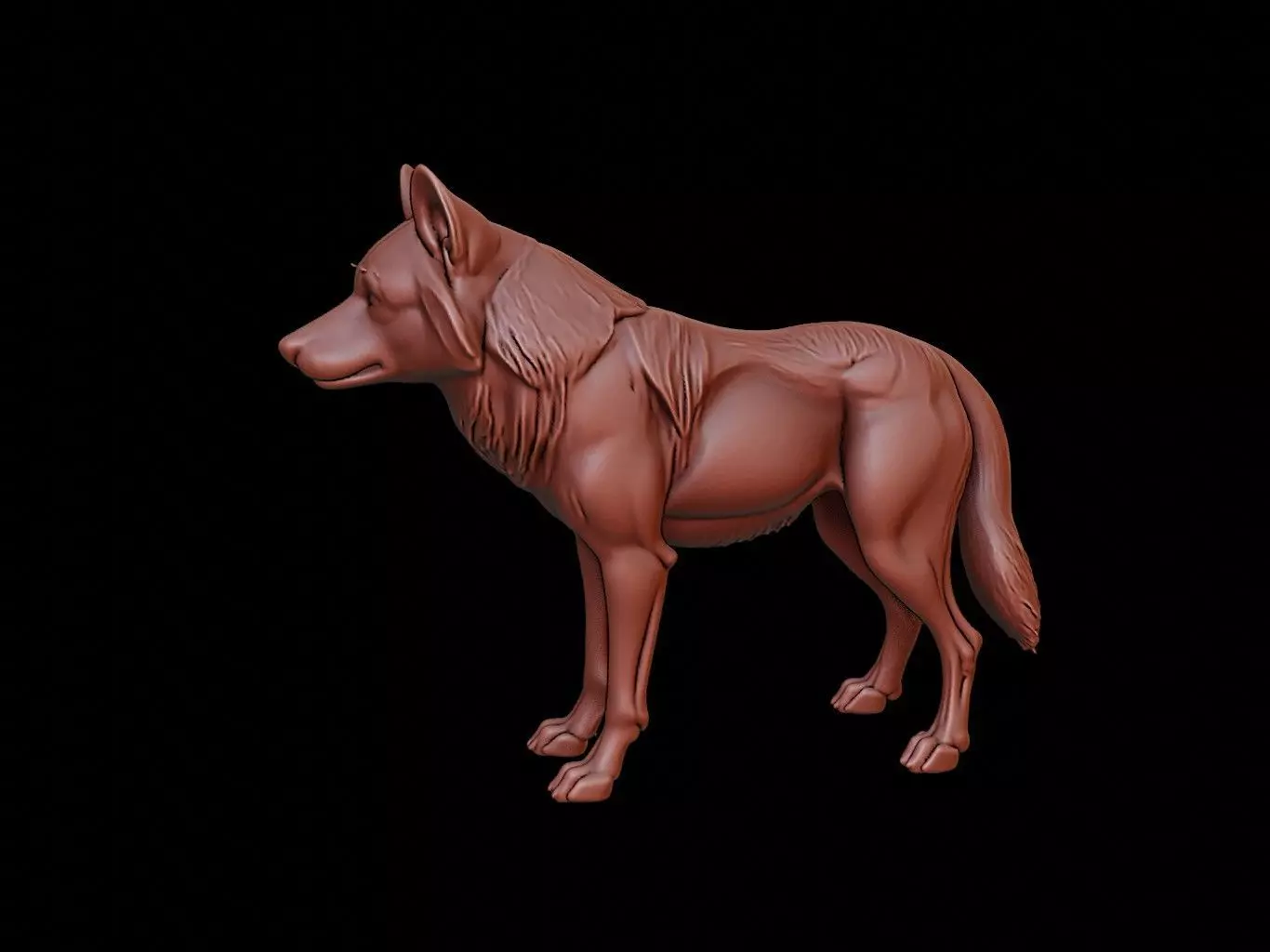 Wolf Animal Sculpture 3D print model_0