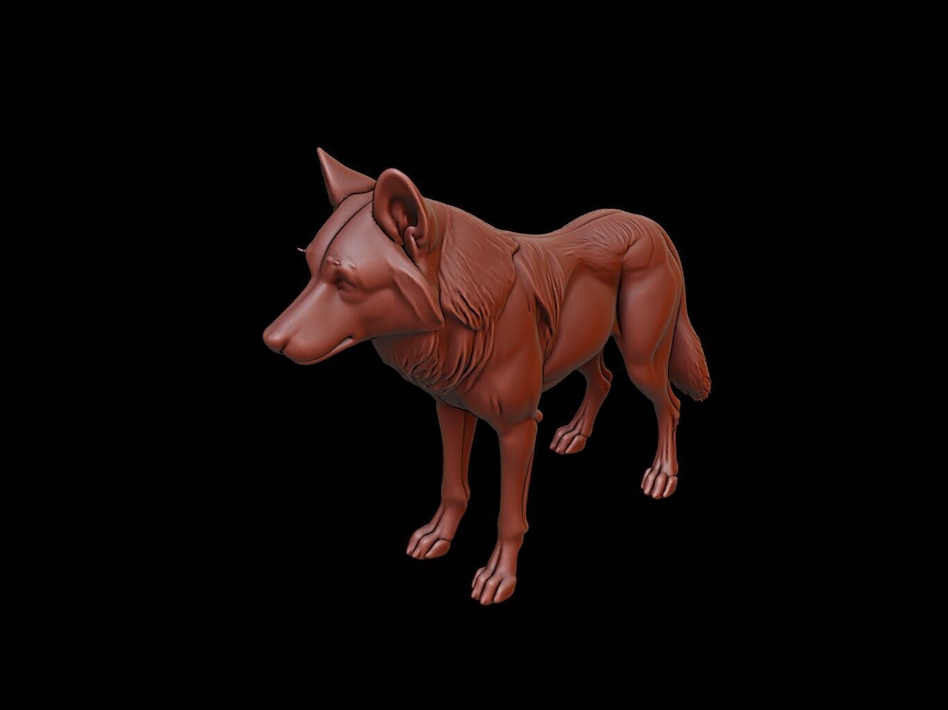 Wolf Animal Sculpture 3D print model_1