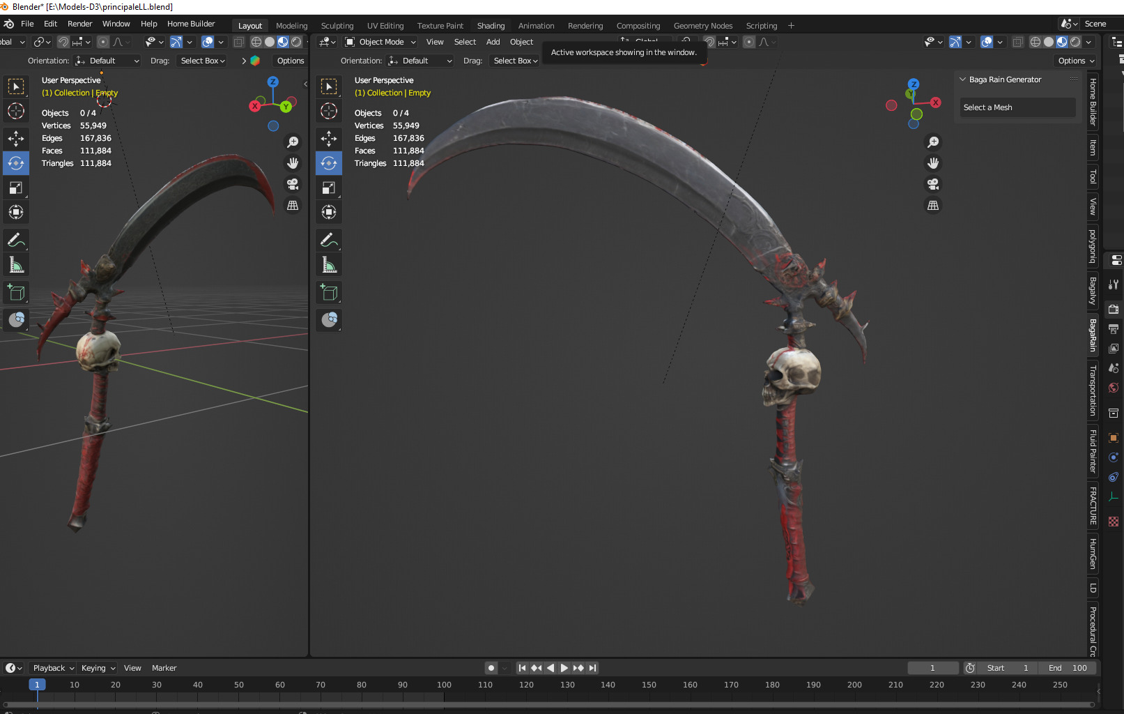 skull sickle Low-poly 3D model_2