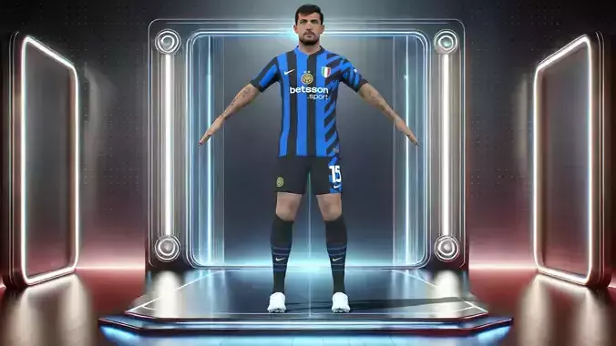 3D Rigged Francesco Acerbi Inter Milan 2025 Low-poly 3D model
