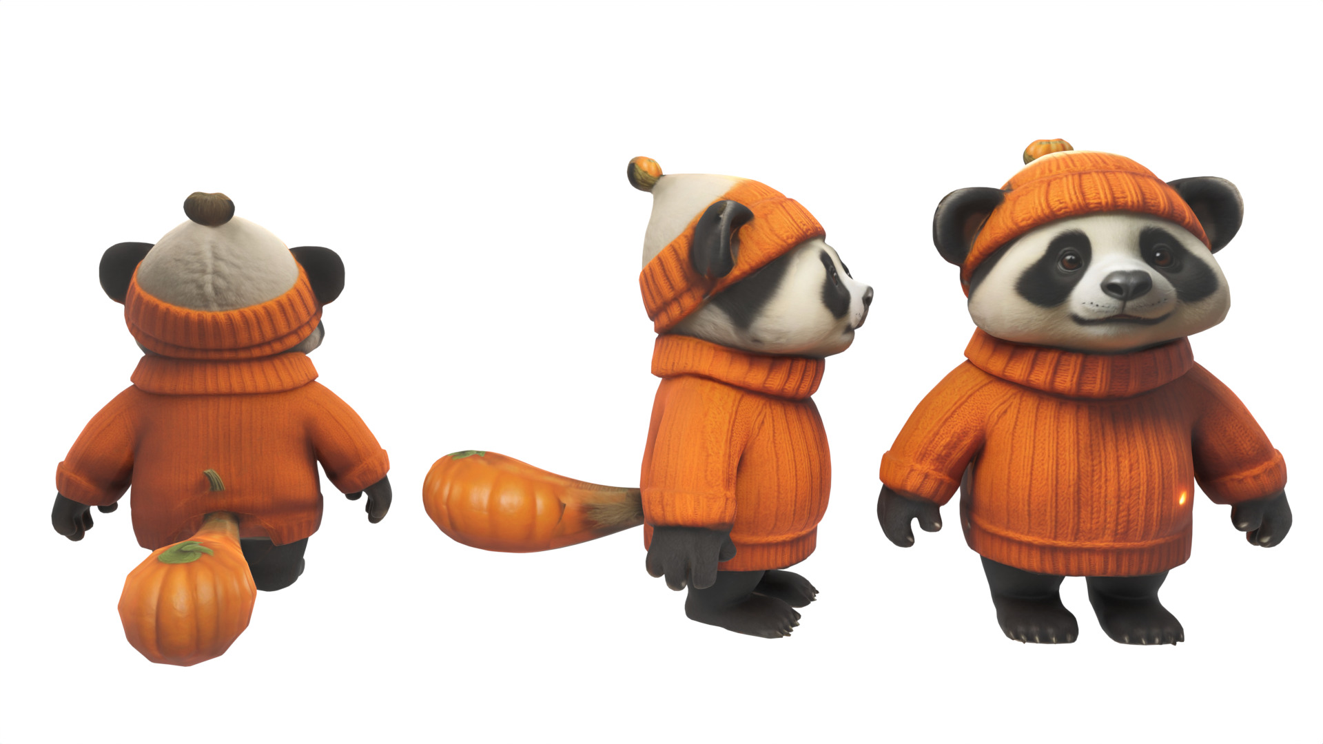 cartoon panda Low-poly 3D model_3