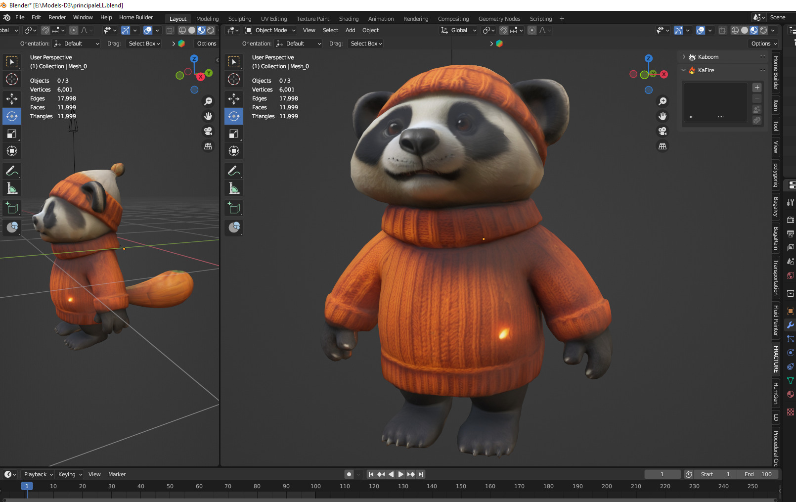 cartoon panda Low-poly 3D model_2