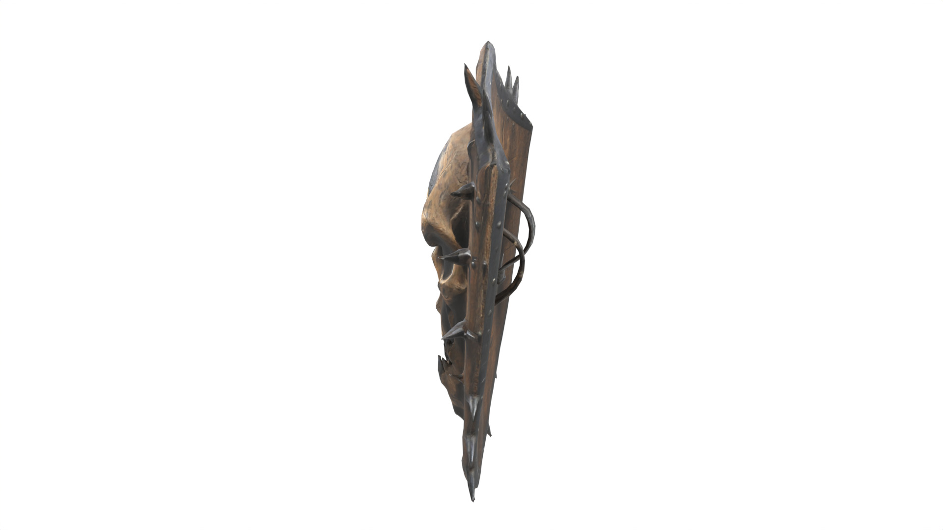 skull wooden shield  Low-poly 3D model_6