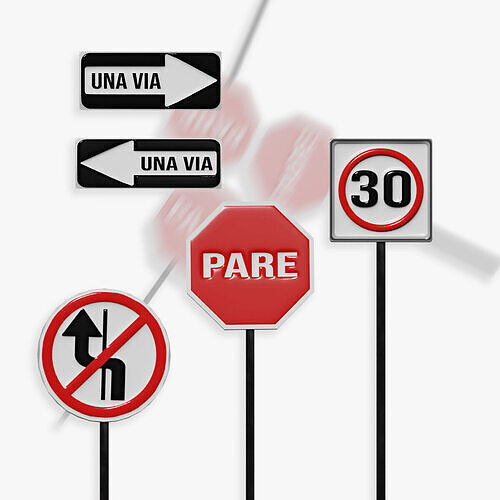 Basic Traffic Signs Lot 01 Spanish Free 3D model