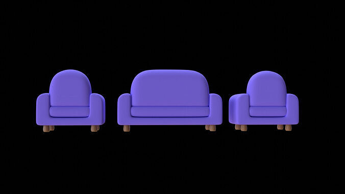 Sofa Set  Low Poly 3D Model 3D model