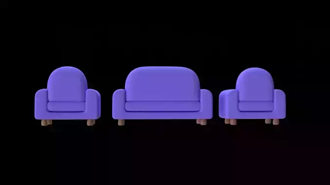 Sofa Set  Low Poly 3D Model