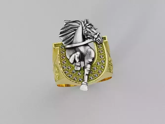 Ring Horse Jumping Horseshoe - Anillo Caballo Saltando Herradura