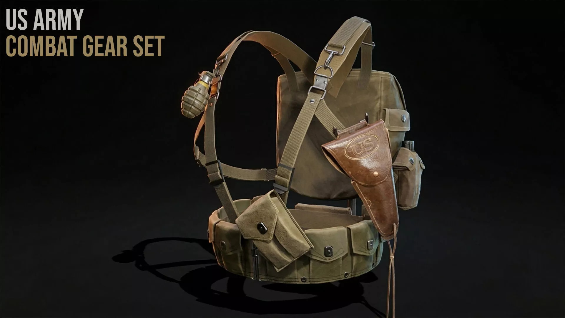 US Army Combat Gear Set Low-poly 3D model