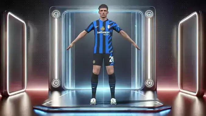 3D Rigged Benjamin Pavard Inter Milan 2025 Low-poly 3D model