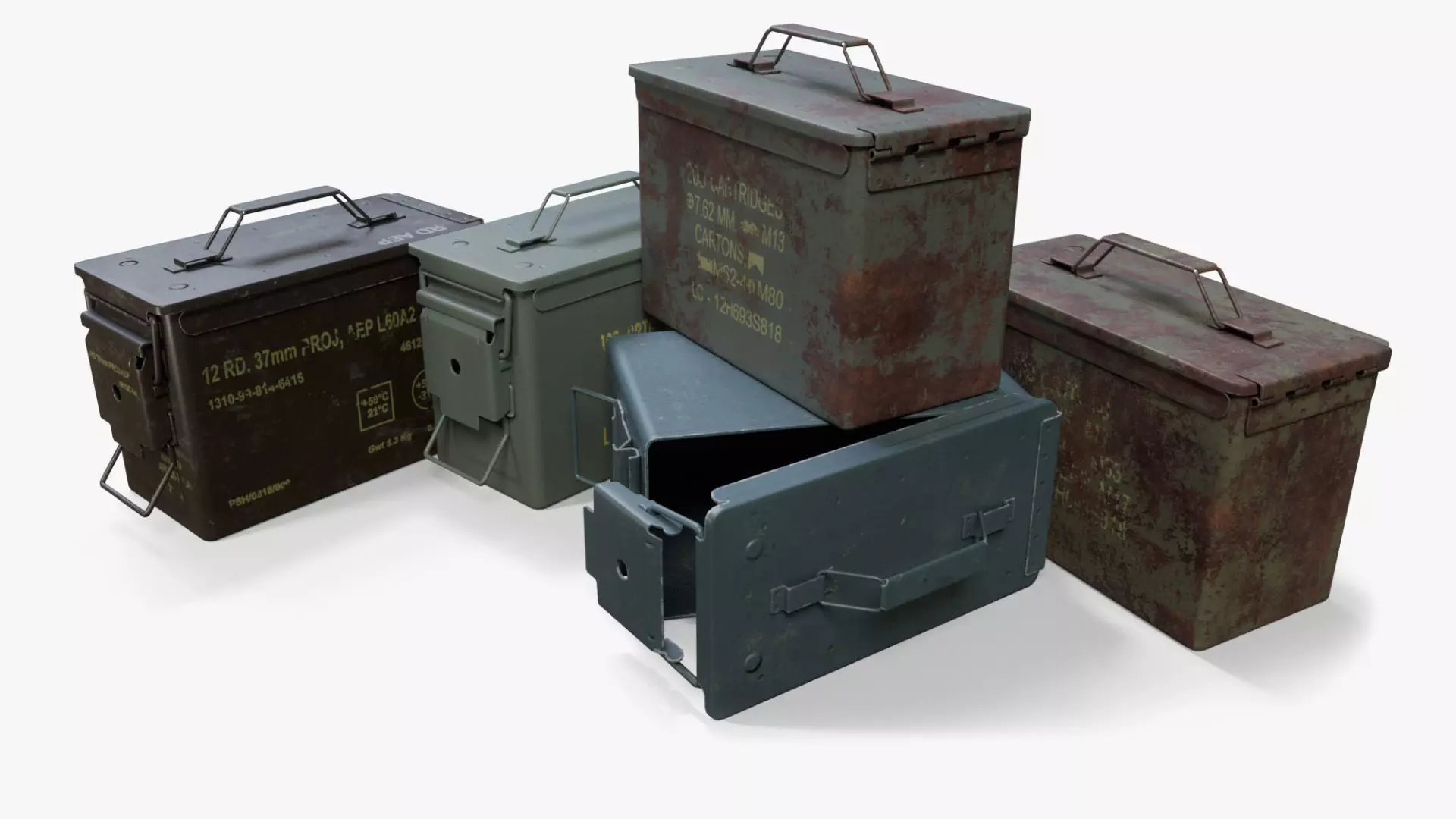 Ammo Boxes Low-poly 3D model
