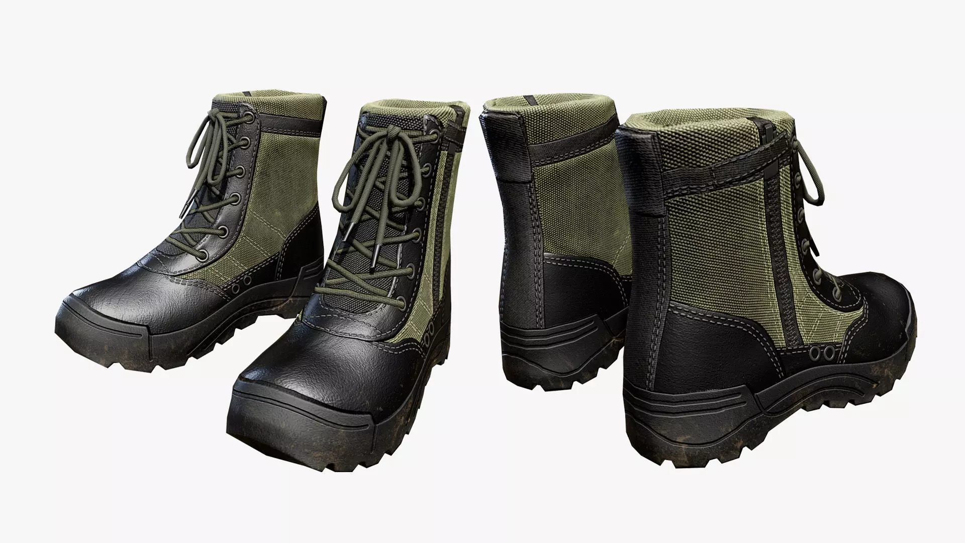 Tactical Boots Low-poly 3D model_0