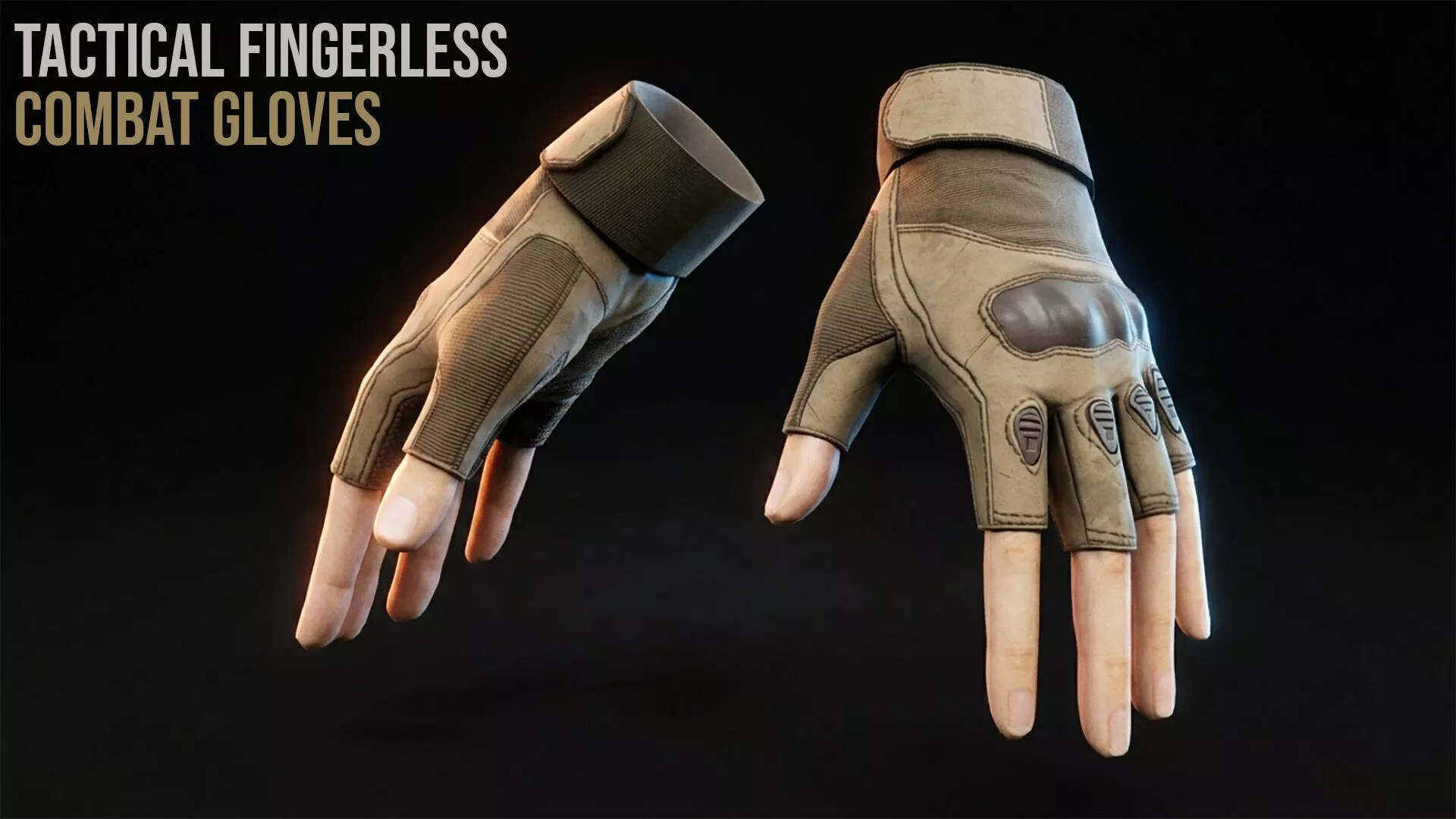 Tactical Fingerless Combat Gloves Low-poly 3D model