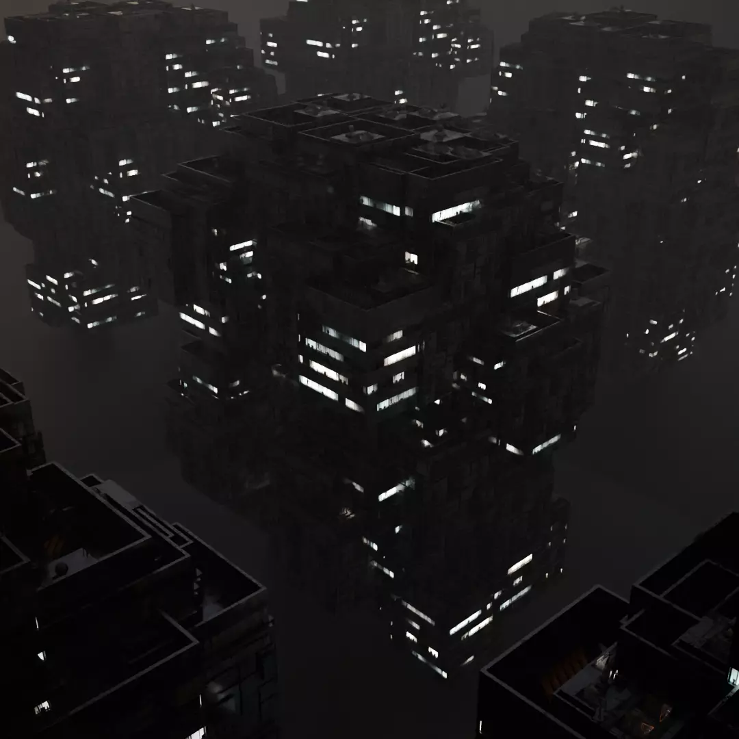 Sci fi night city building 2 Low-poly 3D model_0