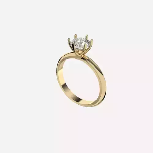 Crown Solitare Ring 3D print model