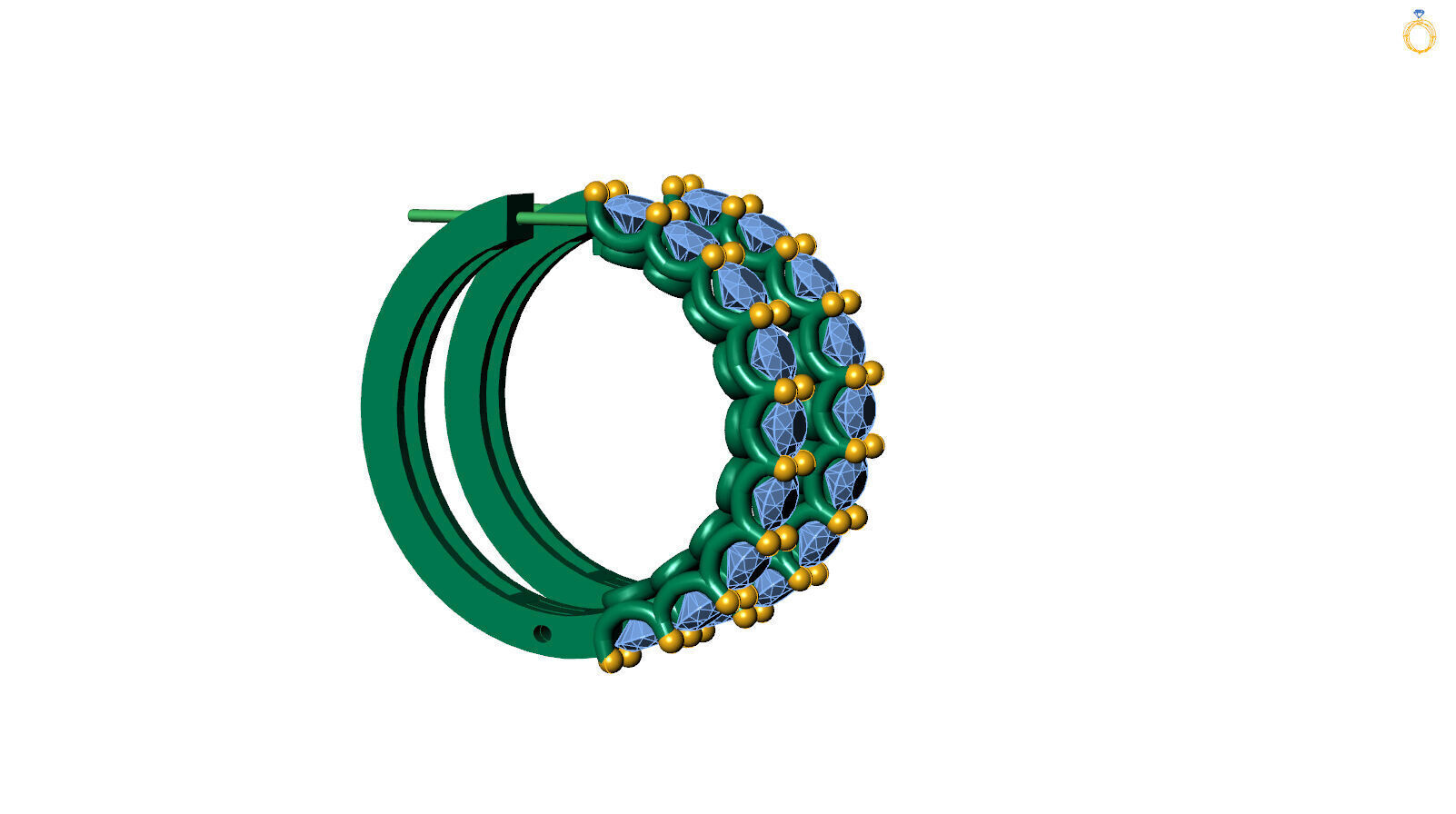 Earring rings design With Diamonds 3D print model 3D print model_1