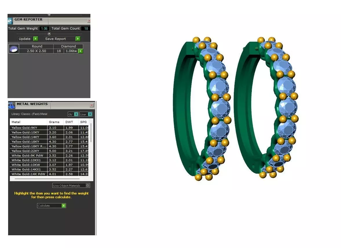 Earring rings design With Diamonds 3D print model 3D print model_0