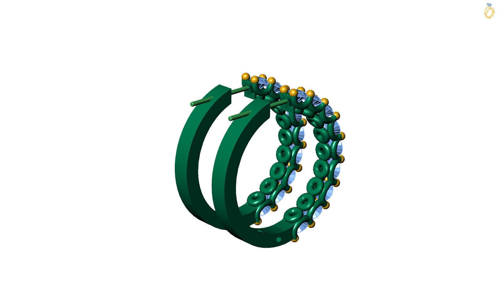 Earring rings design With Diamonds 3D print model 3D print model_3