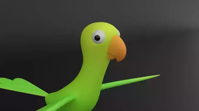 Cartoon Parrot Low-poly Rigged 3D model