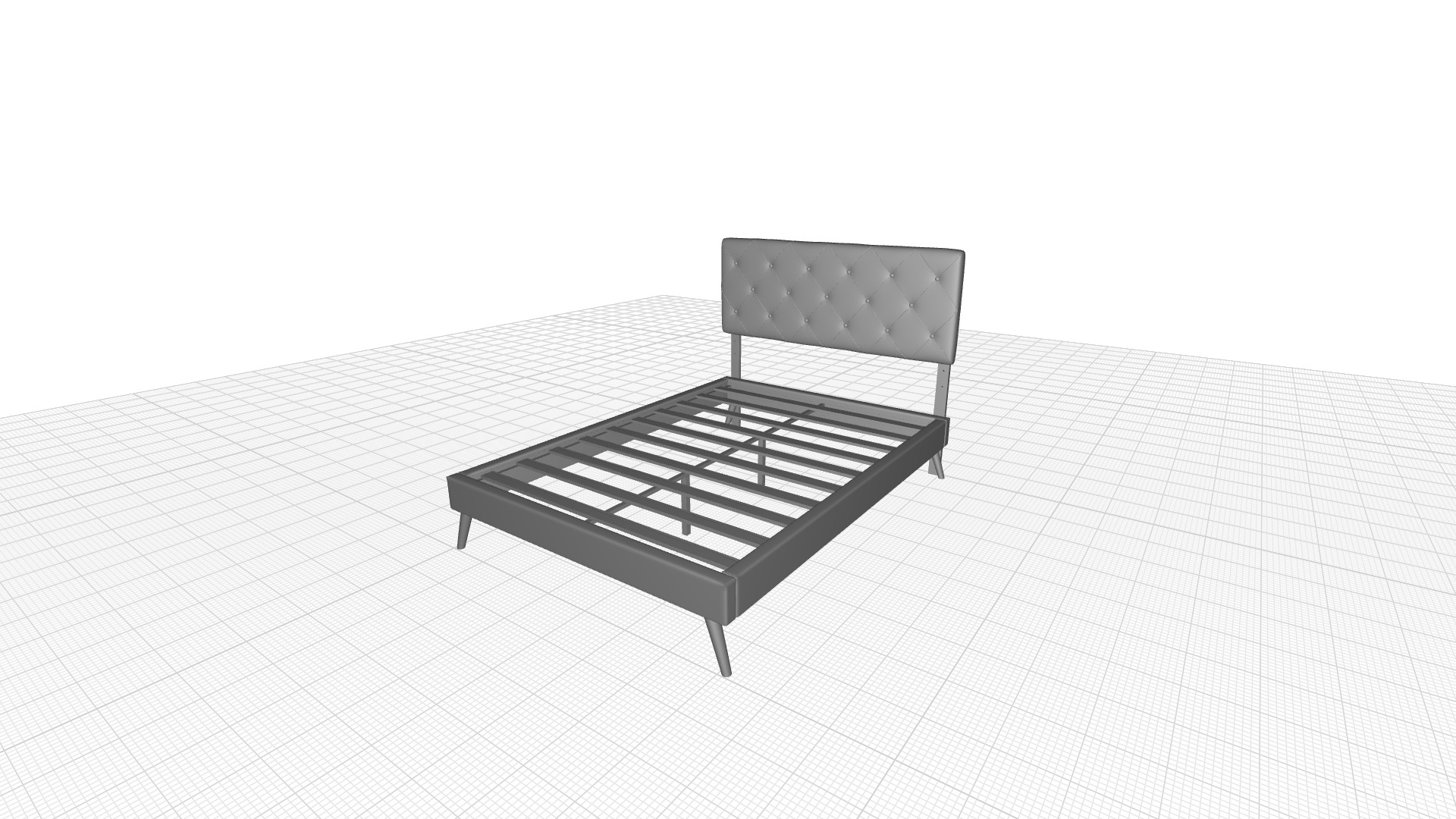 Perrinton Tufted Upholstered Platform Bed 3D model_2