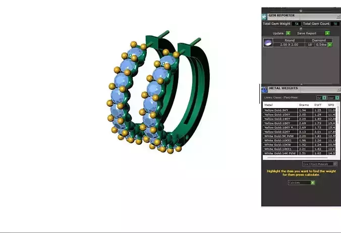 Earring rings design With Diamonds 2mm 3D print model 