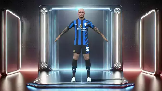 3D Rigged Federico Dimarco Inter Milan 2025 Low-poly 3D model