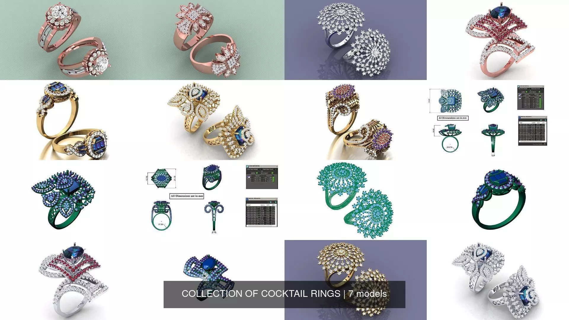 COLLECTION OF COCKTAIL RINGS _0