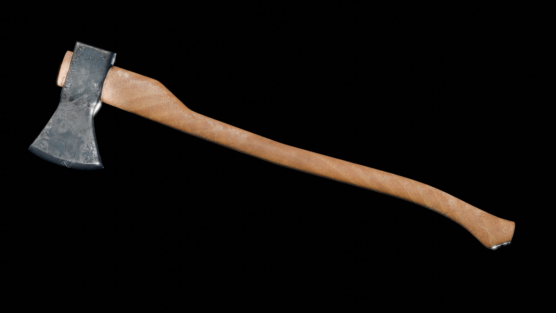 Modern Wooden Axe Realistic 3D Model Free low-poly 3D model_1