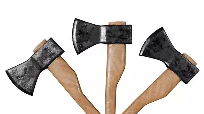 Modern Wooden Axe Realistic 3D Model