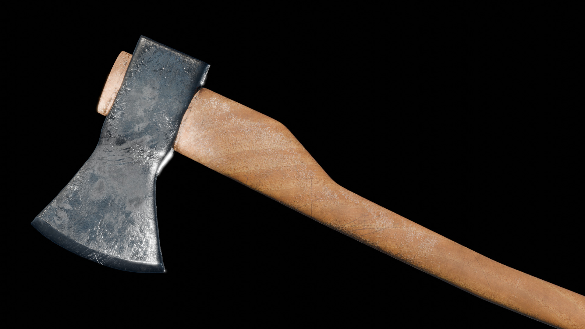 Modern Wooden Axe Realistic 3D Model Free low-poly 3D model_5