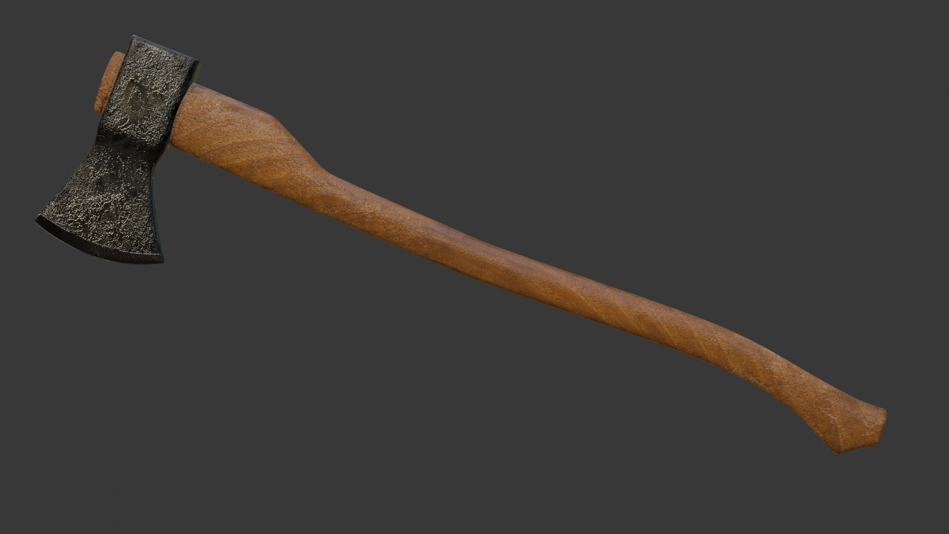 Modern Wooden Axe Realistic 3D Model Free low-poly 3D model_2